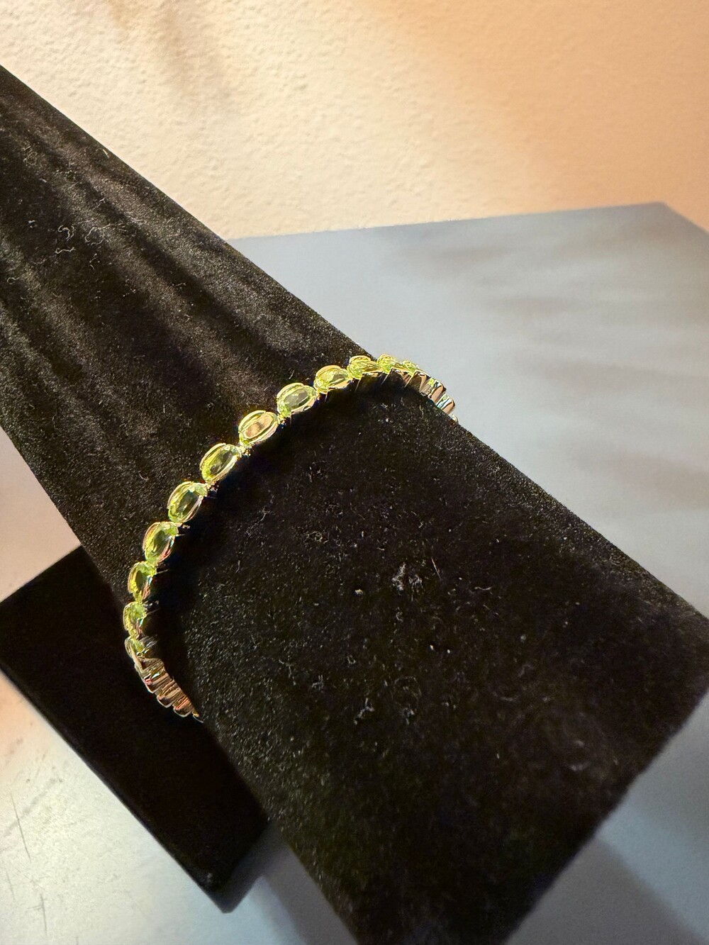 Affinity Gems Oval Cut Gem Tennis Bracelet, 14K Plated Sterling Peridot - Picture 3 of 5